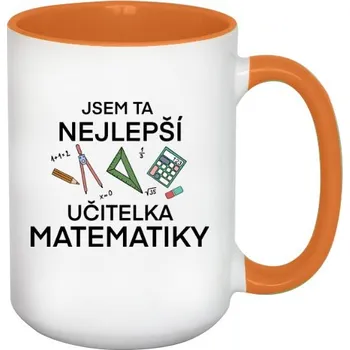 Hrnek velký barevný s potiskem Nejlepší učitelka matematiky na hrnku