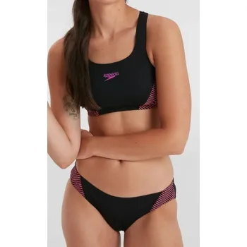 Dámské plavky SPEEDO Placement Racerback Two Bikini Black Pink velikost: D 42 - EU