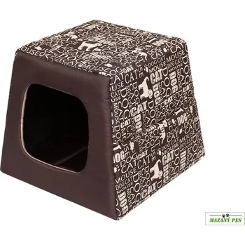 Pelíšek pro psa Hobby Dog Pelíšek PYRAMIDA hnědý / nápisy – různé velikosti Velikost: R1 - 37 x 37 x 19/34