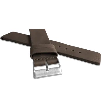 Řemínek na hodinky LAVVU Tmavě hnědý hladký řemínek PLAIN z luxusní kůže Top Grain - 24 LSCUC24