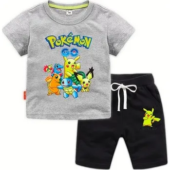 Dvoudílná souprava kraťasy + triko, Pokémon Barva: Šedá, Velikost: 120 / 4-5Y