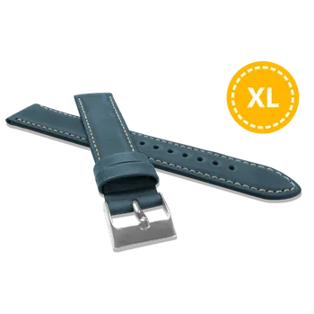 Řemínek na hodinky LAVVU XL Prodloužený polstrovaný modrý prošitý řemínek SPORT z luxusní kůže Top Grain - 20 LSBXL20