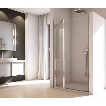 Sprchové dveře SOL13 - jednokřídlé dveře s pevnou stěnou v rovině 80 cm, rám aluchrom SOL13080050