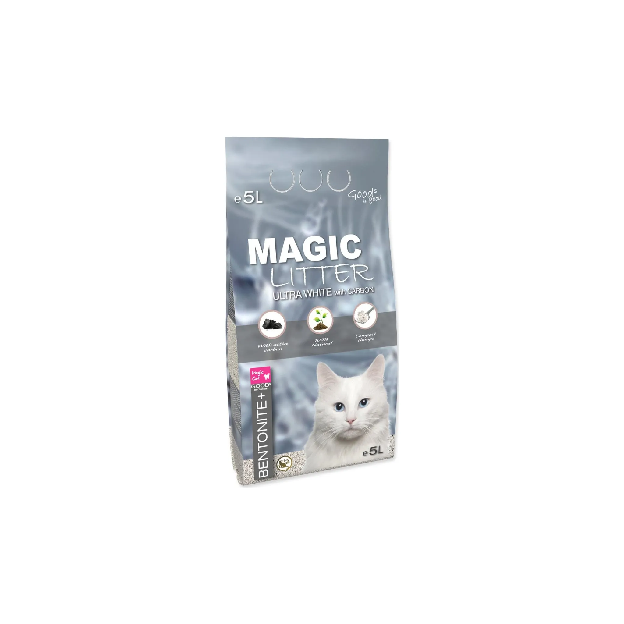 Fotografie 1 - Podestýlka pro kočku Magic Cat Magic Litter Bentonite Ultra White with Carbon 5 l