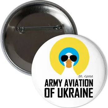 Odznáček s potiskem Ukraine Goose army bílý odznak