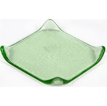 Svícen Sklo pod svíčku "ČTVEREČEK ZELENKAVÁ"