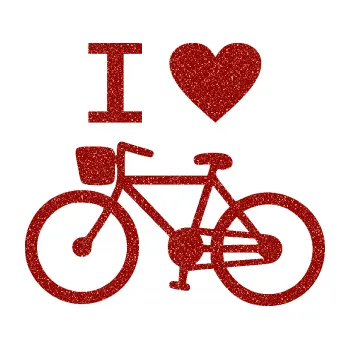 Polep vozidla SAMOLEPKA I love cycling levá (86 - Ultra Metalic červená) NA AUTO, NÁLEPKA, FÓLIE, POLEP, TUNING, VLASTNÍ TEXT, TISK, AUTOSAMOLEPKY.cz, POLEPY, OBRÁZEK, LOGO, SAMOLEPKY