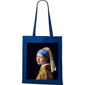 Plátěná taška Dívka s perlovou náušnicí, Barva Modrá, Velikost 40×45 cm, Canvas Nákupní taška Bezvatriko.cz 1120 - DTF/DTG