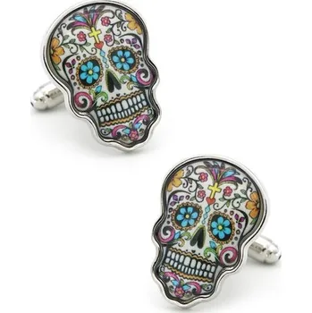 Manžetový knoflíček Manžetové knoflíčky barevná mexická lebka, Catrina, skull