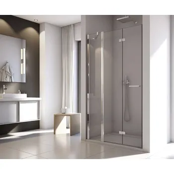 Sprchové dveře SOLF13 - dvoudílné skládací dveře pravé s pevnou stěnou v rovině 160 cm, profil aluchrom SOLF13D16050