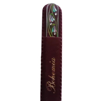 Skleněný pilníček na nehty, čirý podklad s křišťály Swarovski Elements®, Květina II - 110 mm