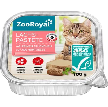 Krmivo pro kočku ZooRoyal lososová paštika s jemnými kousky na jogurtovém želé 16 × 100 g
