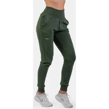 Dámské legíny Nebbia Tepláky s vysokým pasem „Feeling Good“ 409 XS tmavě zelená