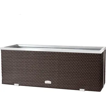 Květináč Ratanový květináč s hliníkovým rámem 150x50cm Barva: Hnědá