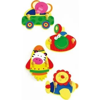 Dřevěná hračka Woody Věšák Zvířátko v dopravním prostředku