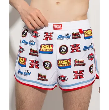 Pánské plavky Pánské koupací kraťasy - 00S0L6-0NDAC-100 - bílá/potisk - Diesel L bílá s potiskem