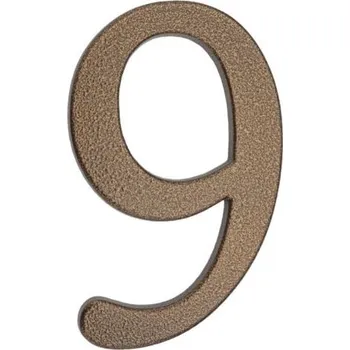 Domovní cedule PSG 64.149 - hliníková 3D číslice 9, číslo na dům, výška 190 mm, hnědá