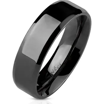 Prsten Atreya Černý ocelový prsten se zkosenými okraji Velikost prstenu: 64, Šíře: 6 mm
