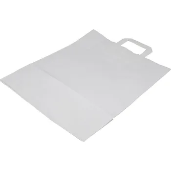 Nákupní taška Papírová taška s plochým uchem, délka 41 cm, šířka 32 cm, záložka 12 cm, bílá