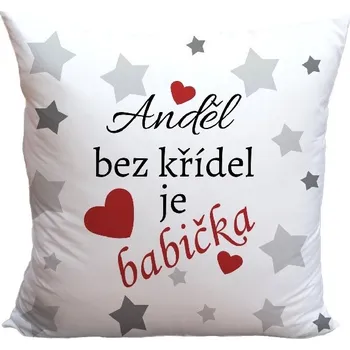 Dekorativní polštářek Polštář 40 x 40 cm - Anděl bez křídel je babička