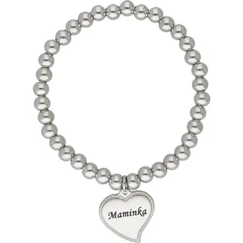 Náramek Doria Náramek se srdíčkem MAMINKA z korálků stříbrný