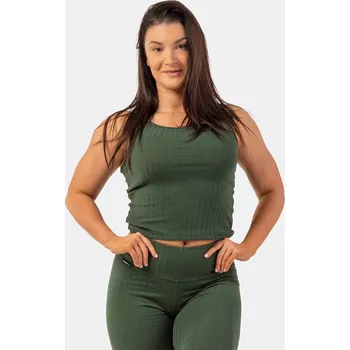 Nebbia Žebrované úpletové tílko z organické bavlny 414 M tmavě zelená