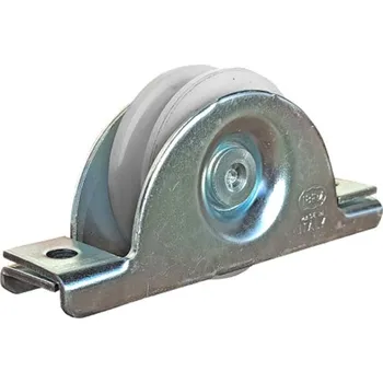 Pohon brány IBFM Kladka 392LNY - nylonová, jednoložisková kladka s kulatou drážkou 20mm, průměr kladky 80 a 100 mm s držákem pro přišroubování a zapuštění kladky do jeklu brány Velikost: 80