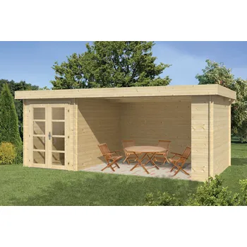 Zahradní domek Srubový domek s verandou 28 mm Modern Mega 575X300 (Zahradní srubový domek 28 mm)