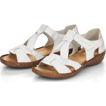 Dámské sandále Dámská kožená pásková obuv 60864-80 Rieker bílá Barva: weiss, Velikost: 41