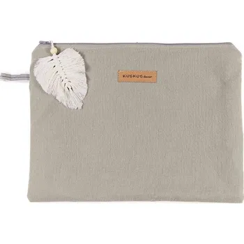 Kabelka Velká mušelínová taška na zip, formát A4, béžová