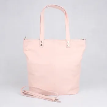 Velká kožená kabelka do ruky/na rameno Borse in Pelle 777 světlerůžová