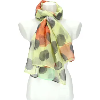 Šála Letní dámský barevný šátek s puntíky 180x72 cm žlutá