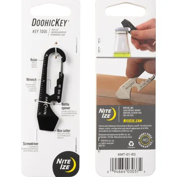 Vybavení pro přežití NITE IZE Multifunkční karabinka Doohickey Key Tool, černá