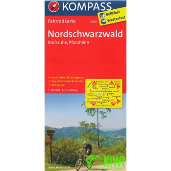 Kompass Nordschwarzwald, Karlsruhe, Pforzheim 1:70 t. laminov