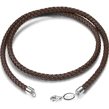 Prsten Olivie Kožená hnědá pletená šňůrka 45cm, tl.5 mm 6040 Ag 925; ≤9 g.