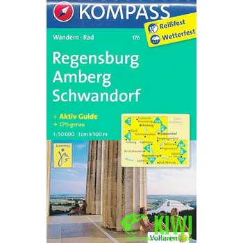Kompass Regensburg,Amberg,Schwandorf 1:50 t. laminovaná