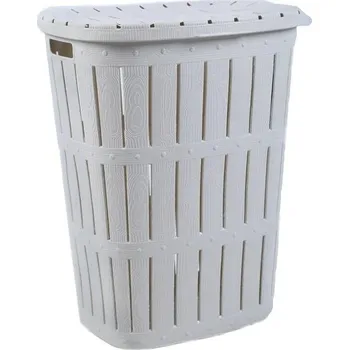 Koš špinavé prádlo 55L WOOD krémová