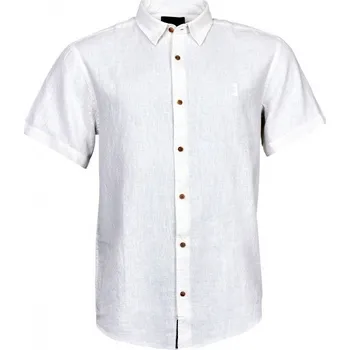 Pánská košile lněná NORTH 56°4 krátký rukáv bílá 4XL - 8XL NORTH 56°4 ODE-NO-01154-0000 - 8XL