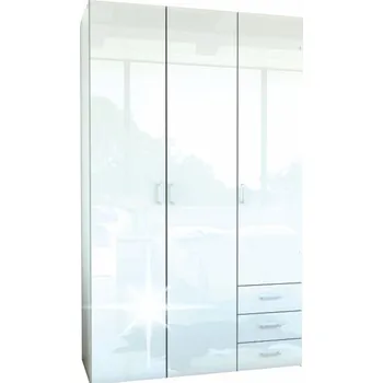 Šatní skříň Max-i Šatní skříň ZAIRA 116 cm | dub sonoma - bílá lesk Zvolte barvu:: bílá