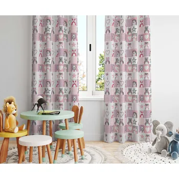 Orbytex Dětský zatemňovací závěs hotový - pexeso růžové Rozměry: Š/V 145x180 (1ks), Vršek závěsu: ŘASÍCÍ STUHA