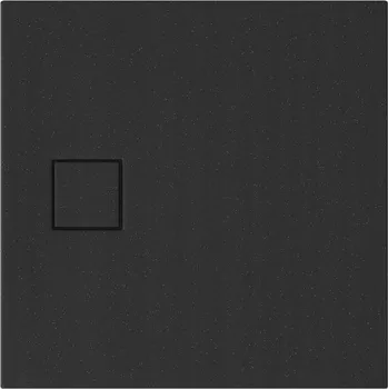 Sprchová vanička Cersanit Tako Slim, čtvercová akrylátová sprchová vanička 80x80x4 cm + černý sifon, černá, S932-165