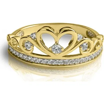 Prsten Luxur, Zajímavý prsten Delphine, žluté zlato se zirkony, vel. 54, prům. 17.2 mm, 585-12-1-1370.0Z00.0.54.001