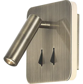 Nástěnné svítidlo Mantra 7825 Cayman, nástěnná lampička s dvojím svícením k posteli LED 3+6W 3000K, 13x13, antická mosaz