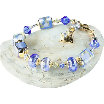 Náramek Lampglas Náramek Heavenly Glow s 24karátovým zlatem a ryzím stříbrem v perlách Lampglas