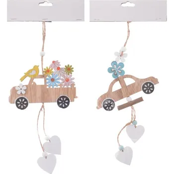 Závěs Auto 12,5cm dřevěný, přírodní