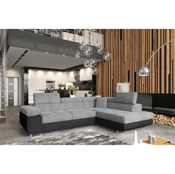 Sedací souprava Rozkládací rohová sedačka TONY šedá / černá