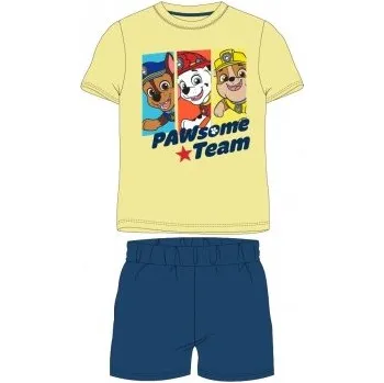 E plus M - Chlapecké bavlněné letní pyžamo Tlapková patrola - Paw Patrol - žluté 128