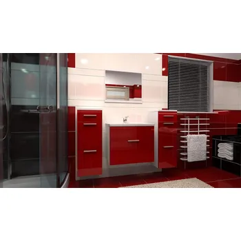 Koupelnový nábytek FALCO Koupelnová sestava Lora C bílá/červený lesk