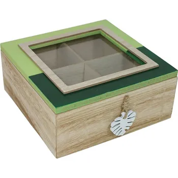 Vánoční dekorace Goba Box dekorační na čaj dřevěný zelený