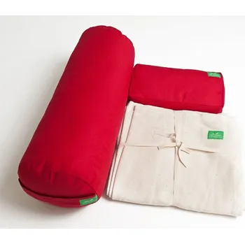Sada s pomůckami na jógu - bolster, podpůrný polštář, deka